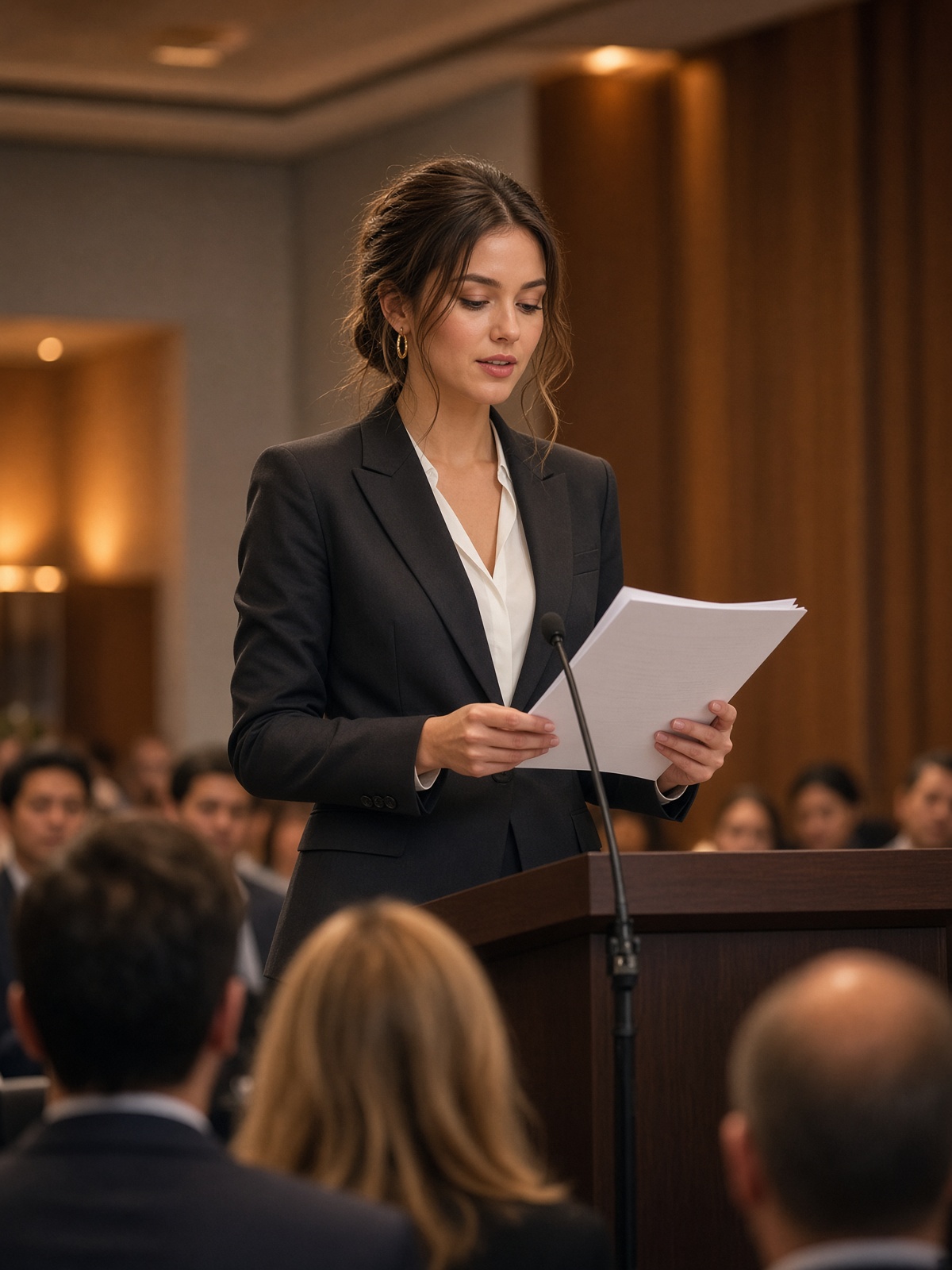 Executive delivering a report to the company
